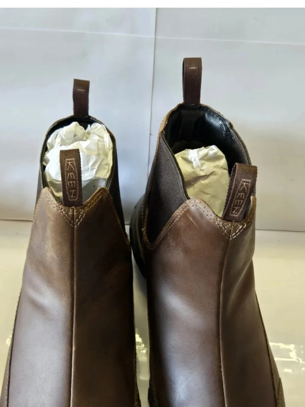 KEEN Men's 10.5 Wide Chelsea Waterproof Work Boots Brown Leather NEW